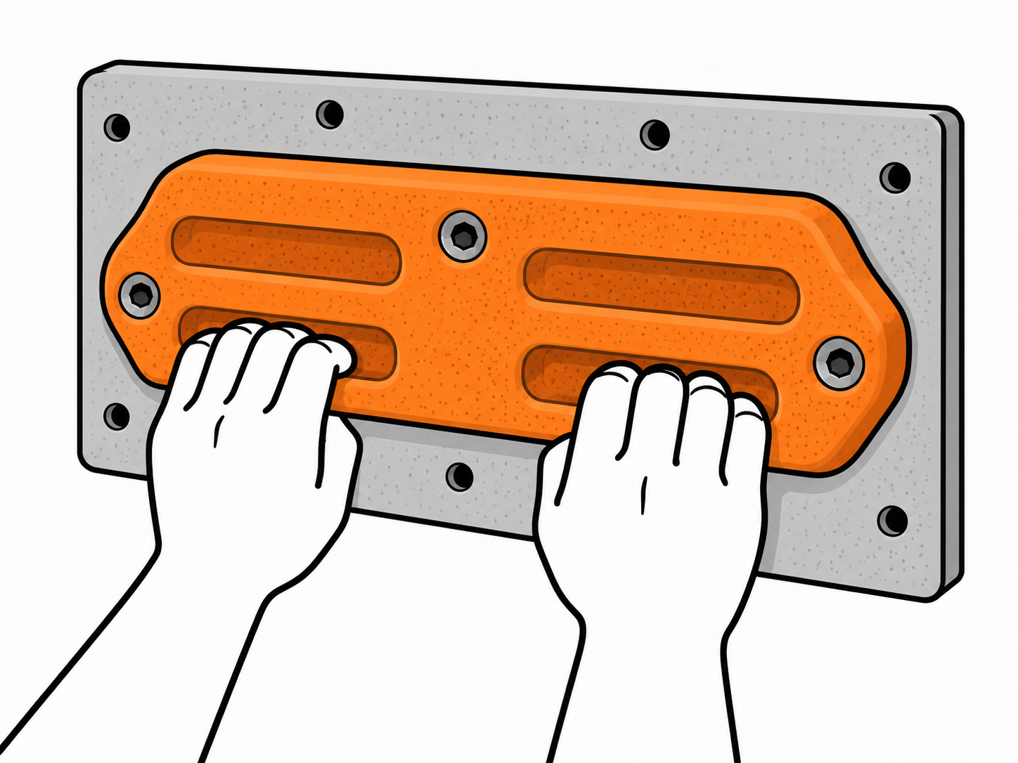 Hands gripping an orange fingerboard
